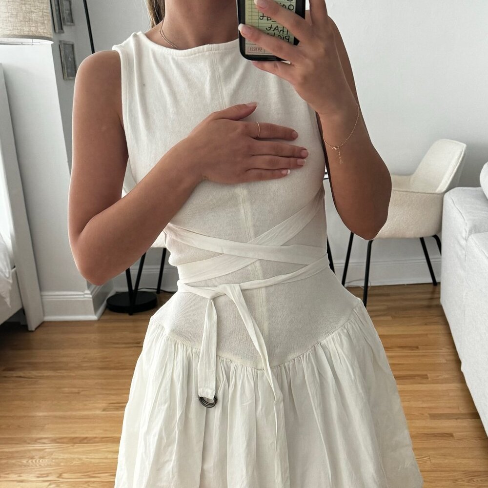 COPY - Free People Ivory Mini dress with belt and pockets